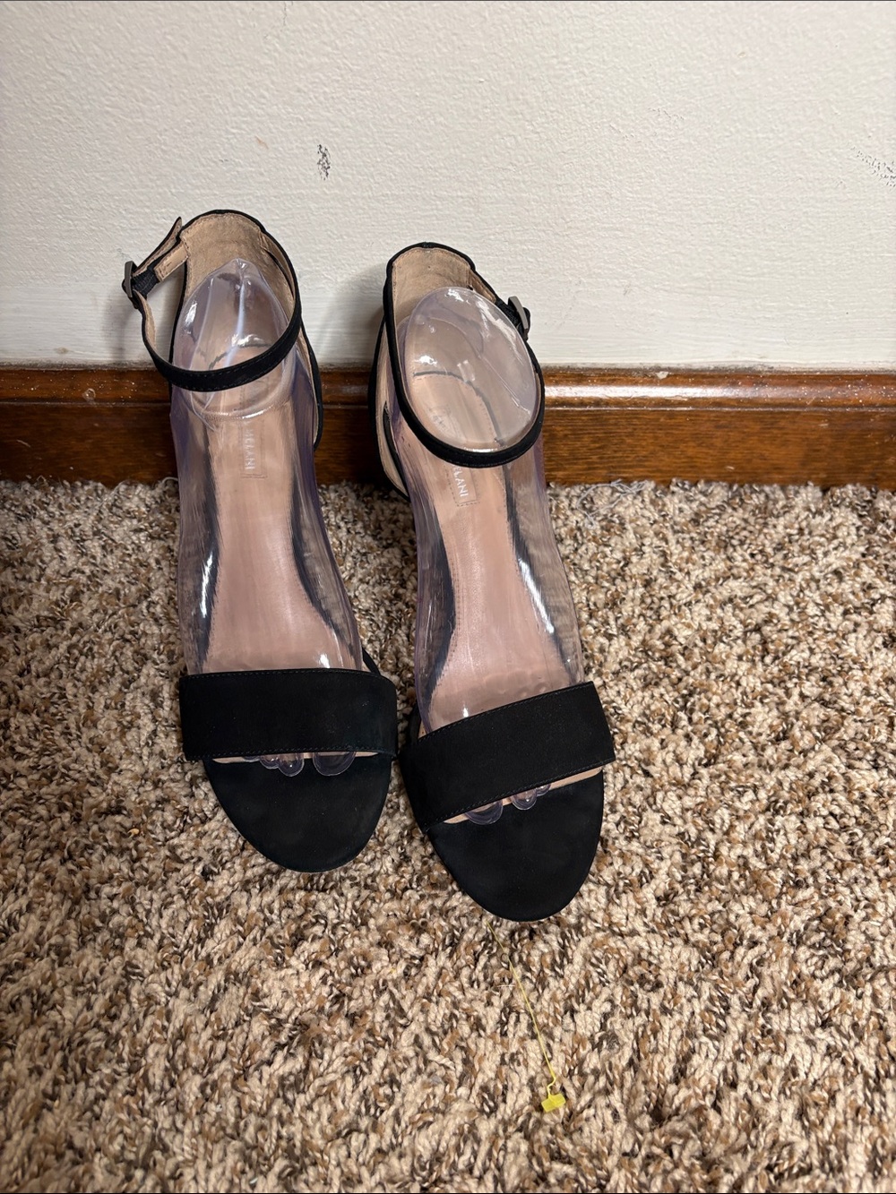 ANTONIO MELANI Black Clear-Panel Ankle-Strap Heels